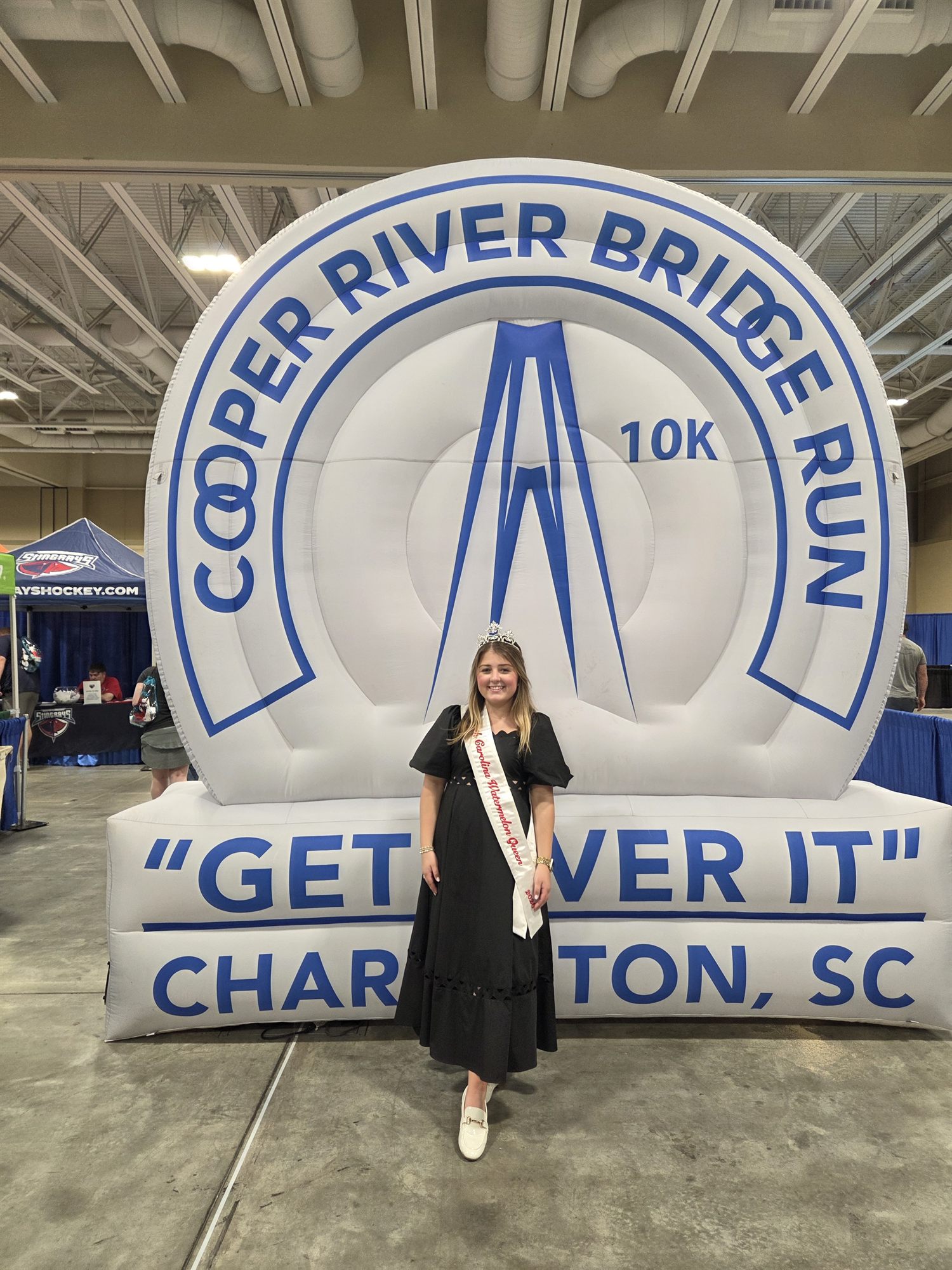 Lilah Byrum under the Cooper River Bridge Run arch
